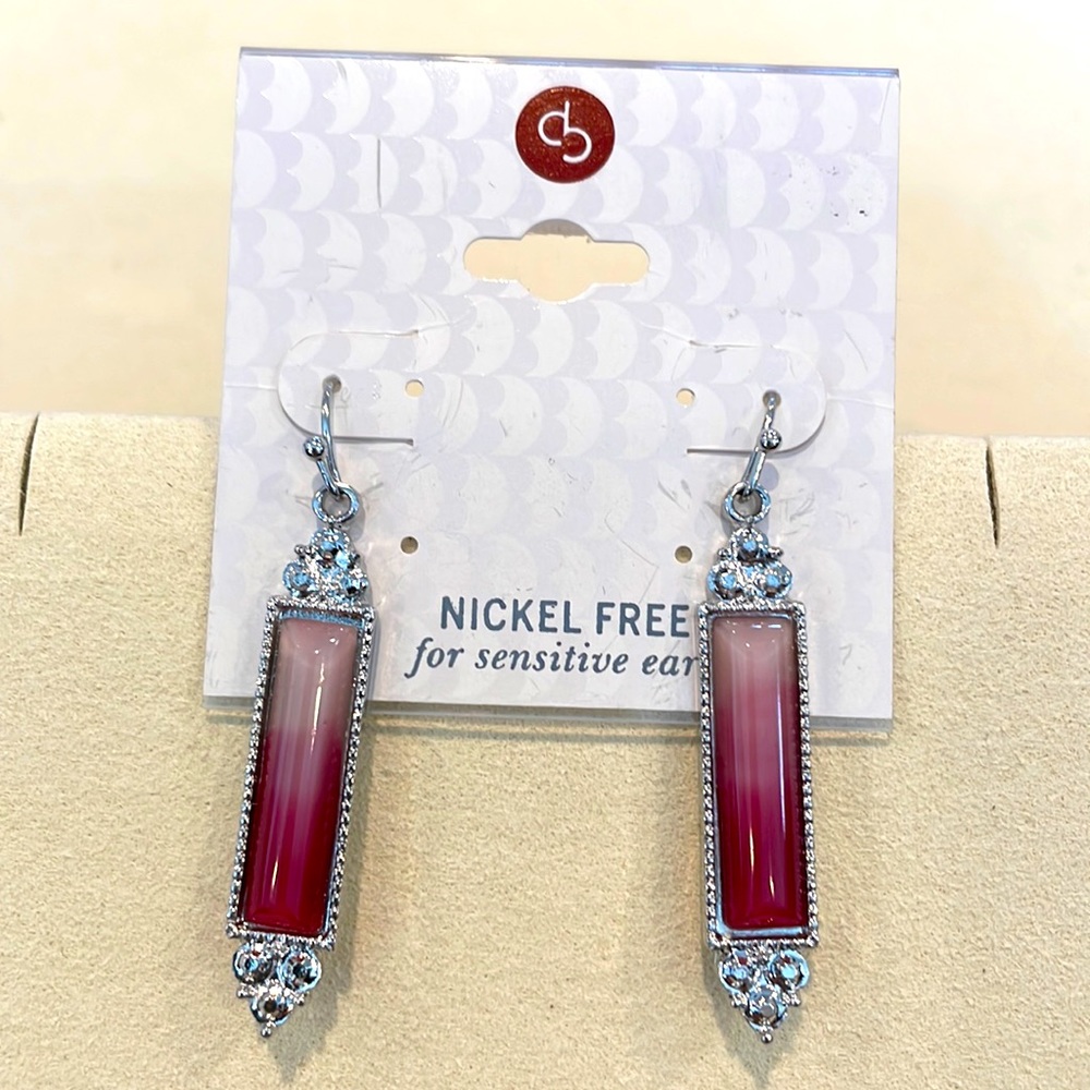 Dress Barn Gemstone Pendant Earrings Nickel Free BRAND NEW